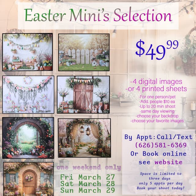 Easter Minis 4 pose Special at Creative Haven Photographers in Hacienda Heights, CA